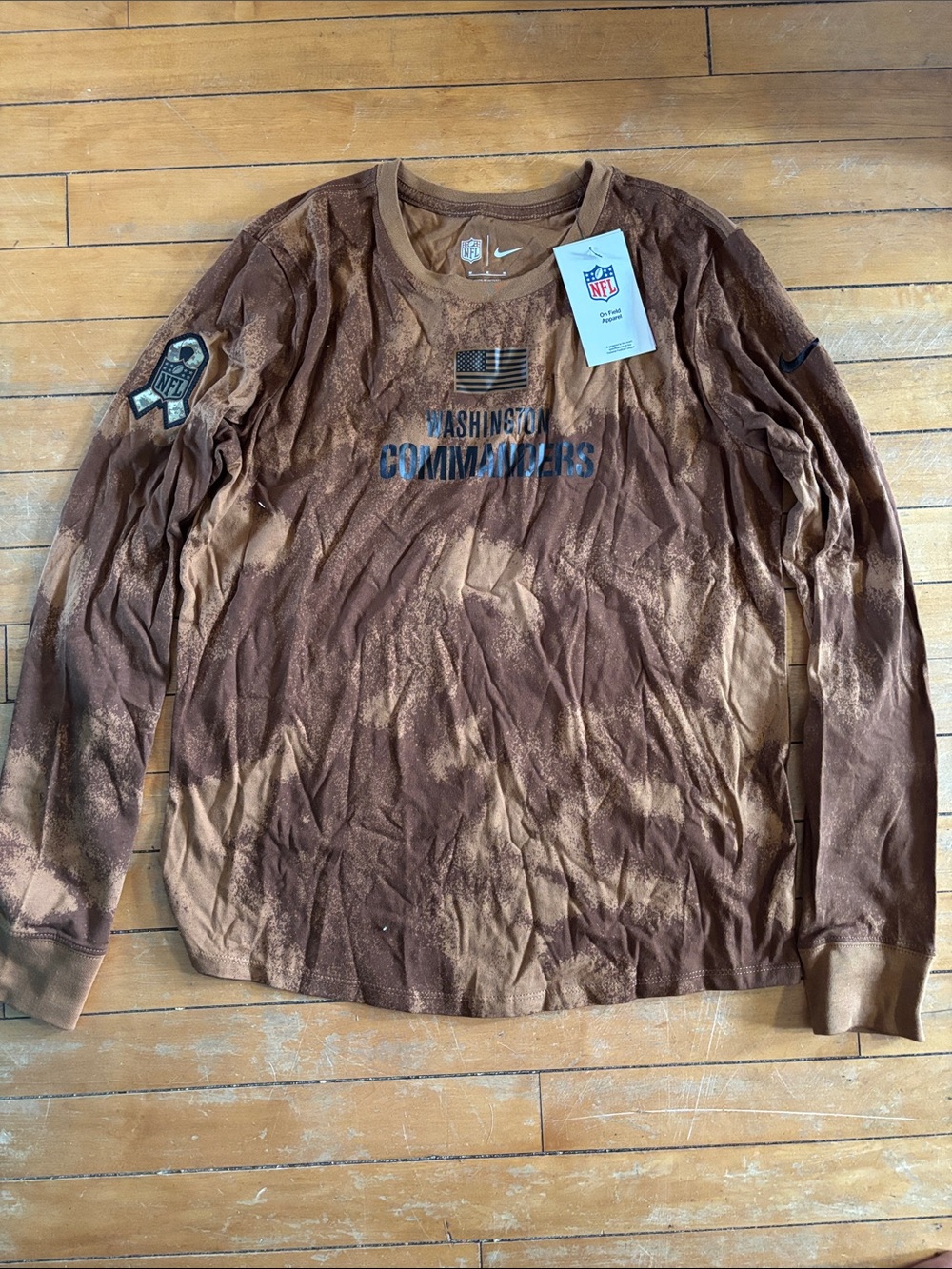 NWT Nike Brown Tie-Dye Washington Commanders NFL Long Sleeve Tee
